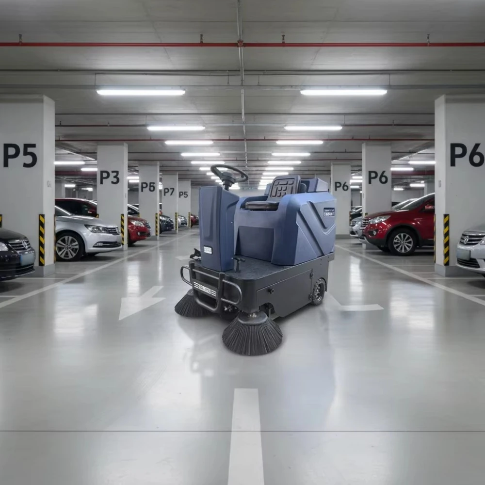 Ride-On Self-Propelled Heavy Duty Electric Battery-Powered 1800W 48V Street & Floor Sweeper Machine
