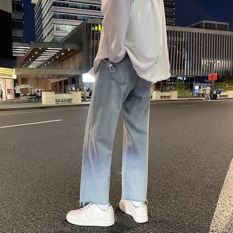 PantsMen Jeans 2023 Spring Summer Men Light Blue Pants Men's New Korea Style Loose Wide Leg Trousers Fashion Denim Streetwear