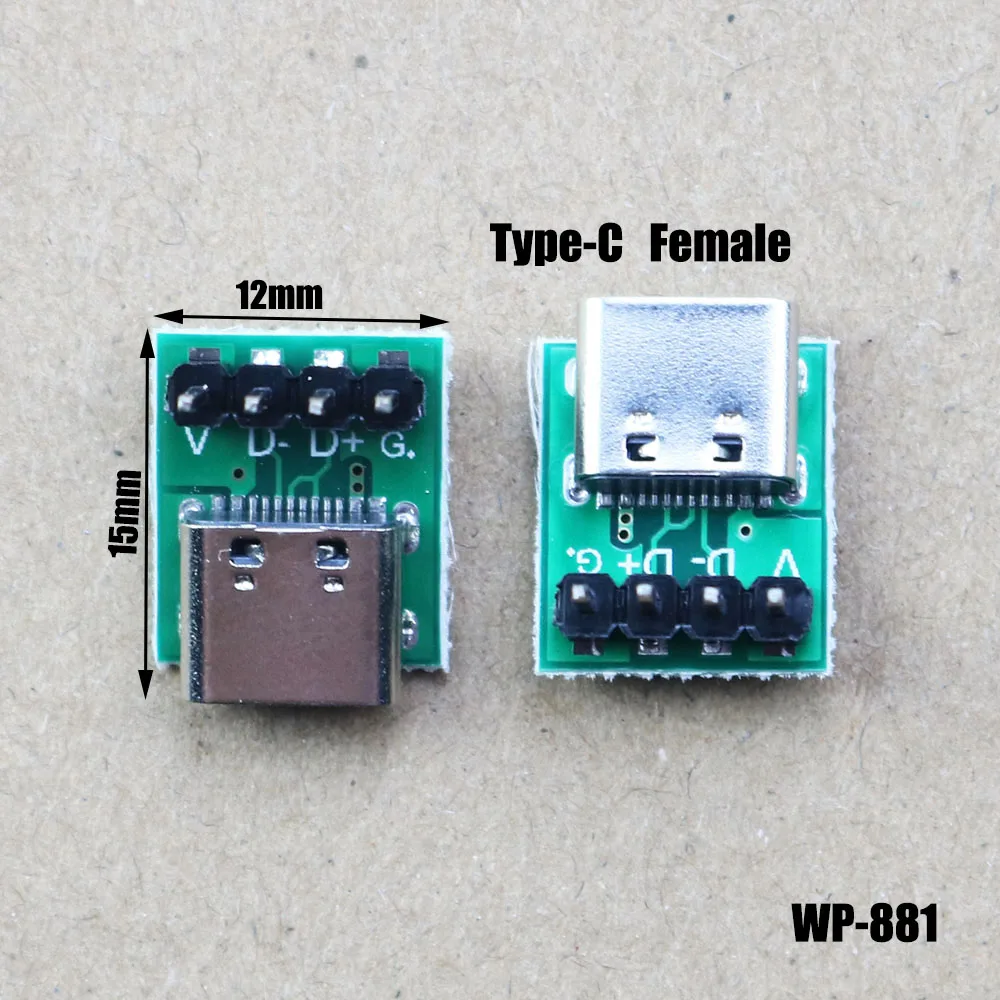 1PCS TYPE-C USB3.1 16 Pin Female to 2.54mm Type C Connector 16P Adapter Test PCB Board Plate Socket For Data Wire Cable Transfe