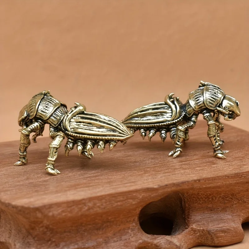 1/2 pieces of distressed antique brass insect statues - mutated carabid beetle metal statue