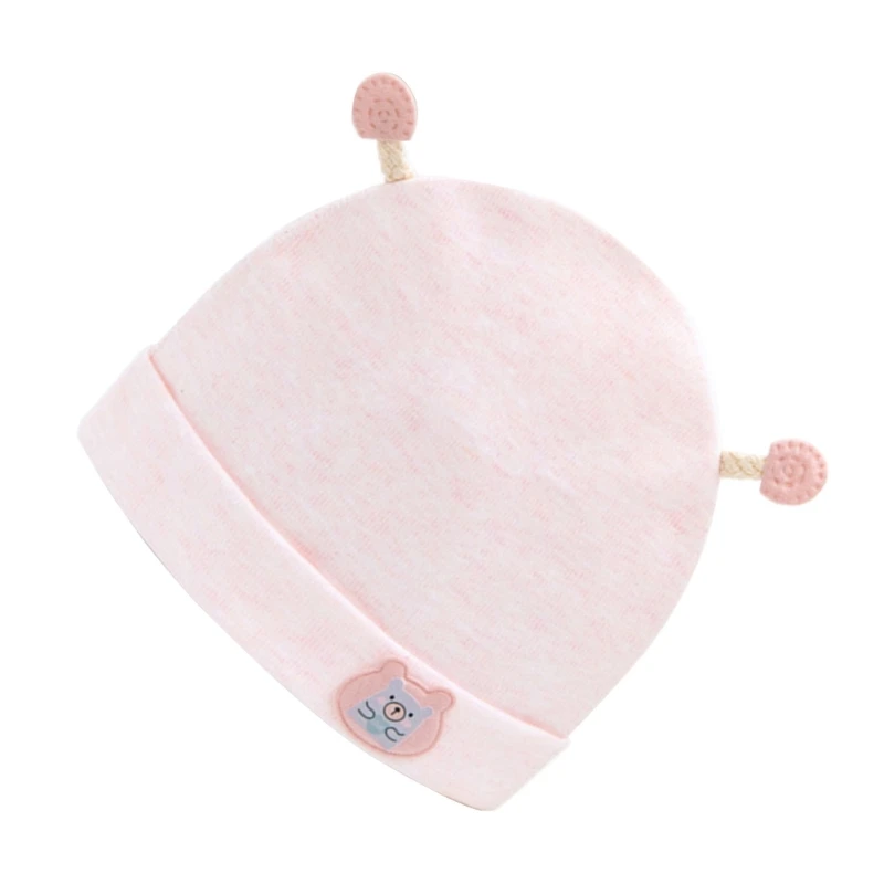 Cartoon Bear Baby Hat Single Layer Bonnet Sping Caps Neutral Gender for 0-3 Months Boys Girls