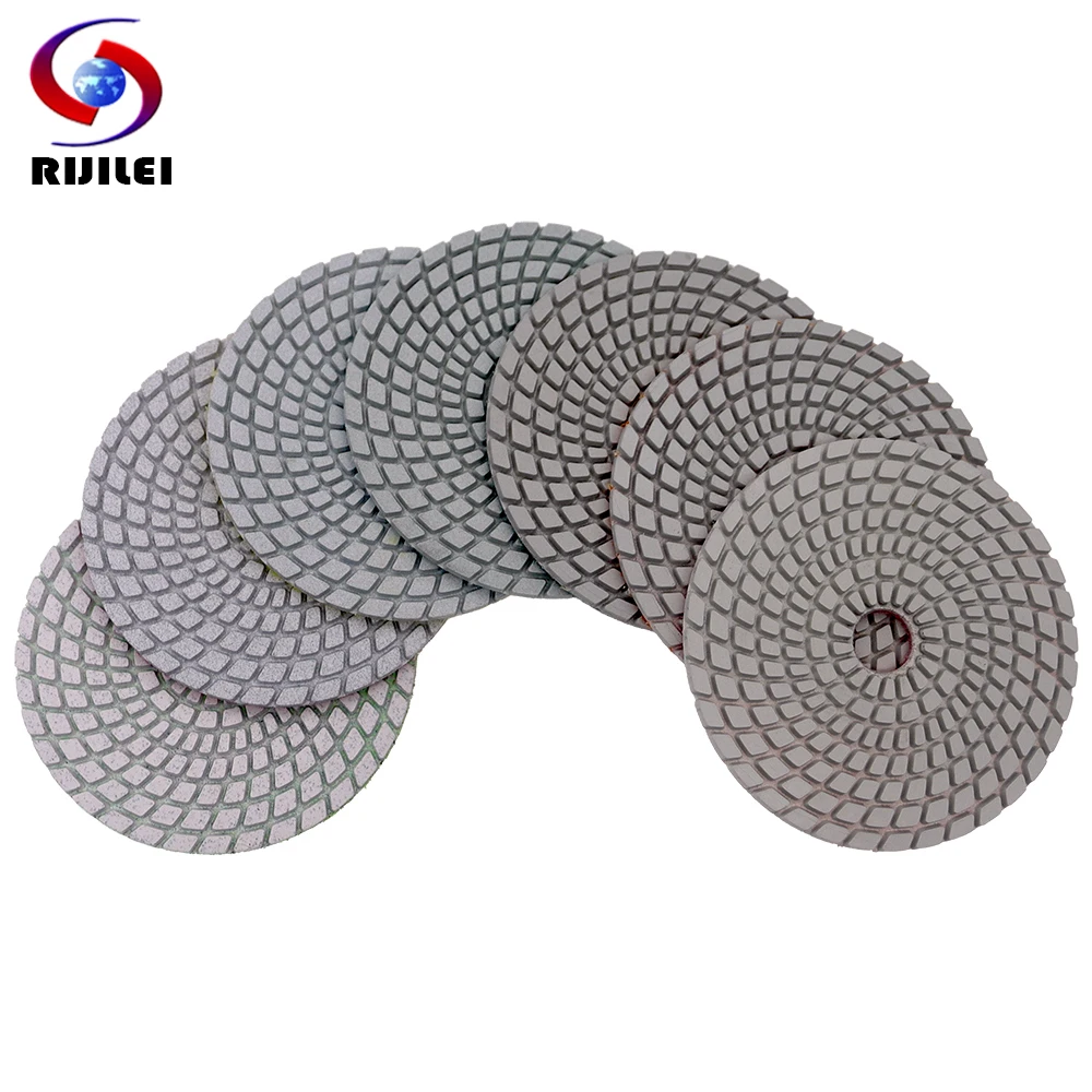 7PCS/Set 4Inch Wet Diamond Polishing Pads 100 mm Sharp Spiral Shape Grinding Discs For Granite Marble Stone Concrete Floor