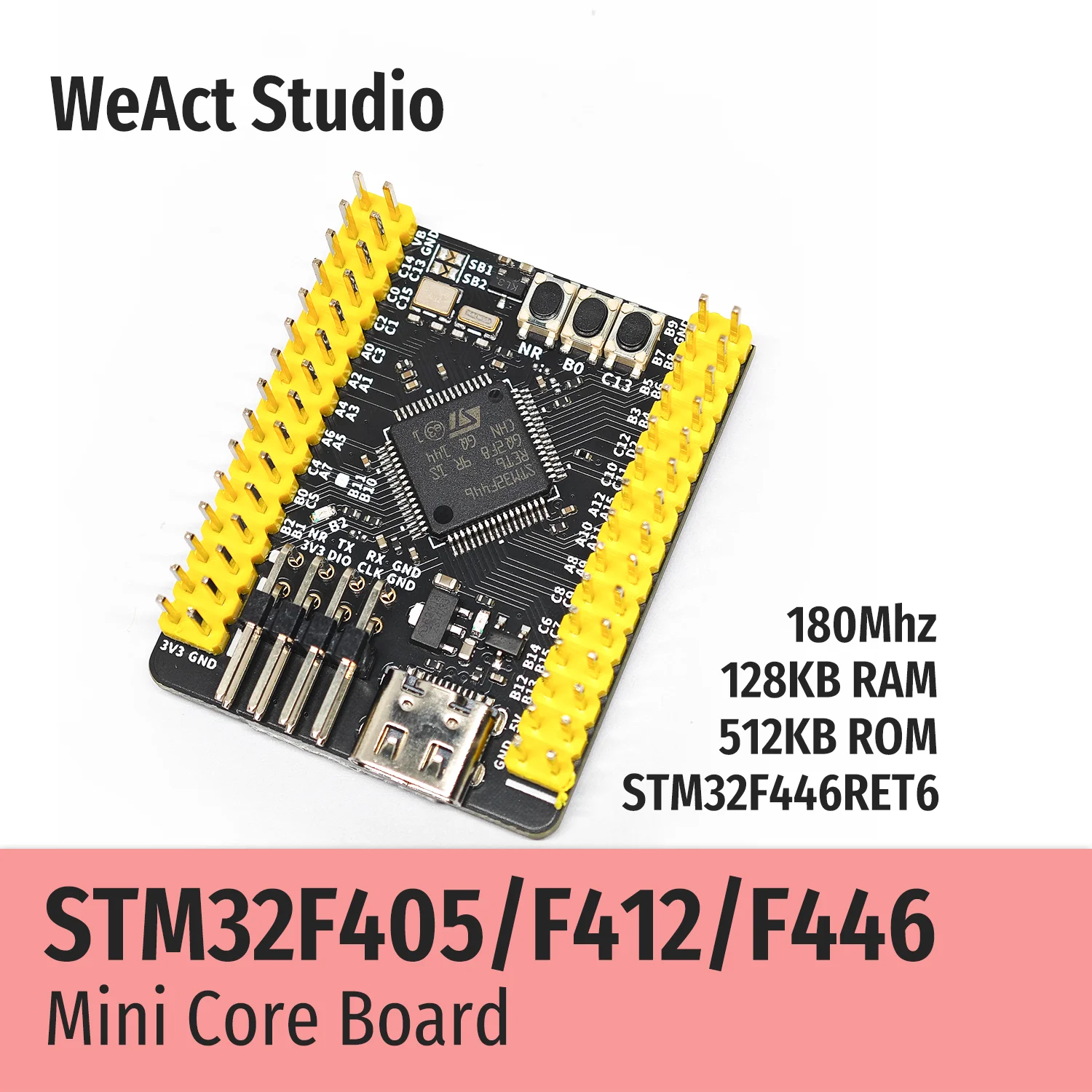 WeAct-Placa de demostración de Micropython STM32F405RGT6, STM32F412RET6, STM32F446RET6, STM32F405, STM32F412, STM32F446, STM32F4, STM32