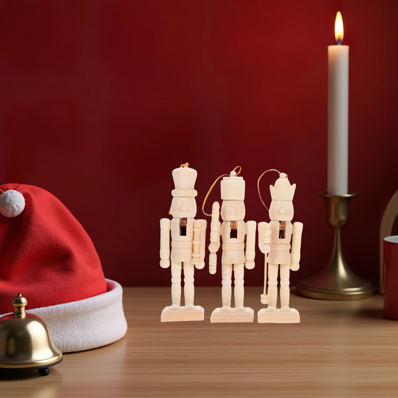 

6pcs 12.5Cm Nutcracker Soldiers Unfinished Wood Diy Christmas Decor Paintable Craft Figures Holiday Home Decoration Mini