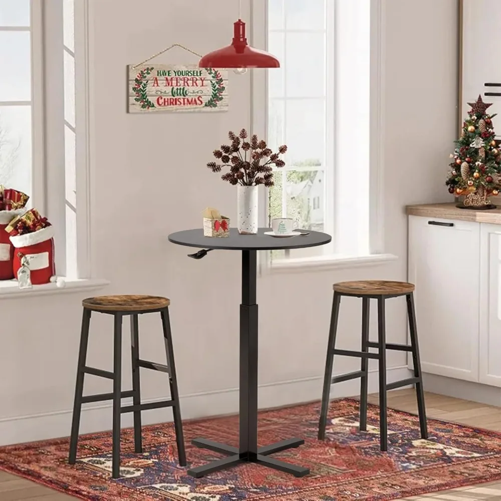 โต๊ะบาร์ค็อกเทลทรงกลม โต๊ะผับทรงกลมปรับความสูงได้ 23.8 นิ้ว พร้อมล้อถอดได้และขาเปลี่ยนได้ ใช้งานได้สองแบบ