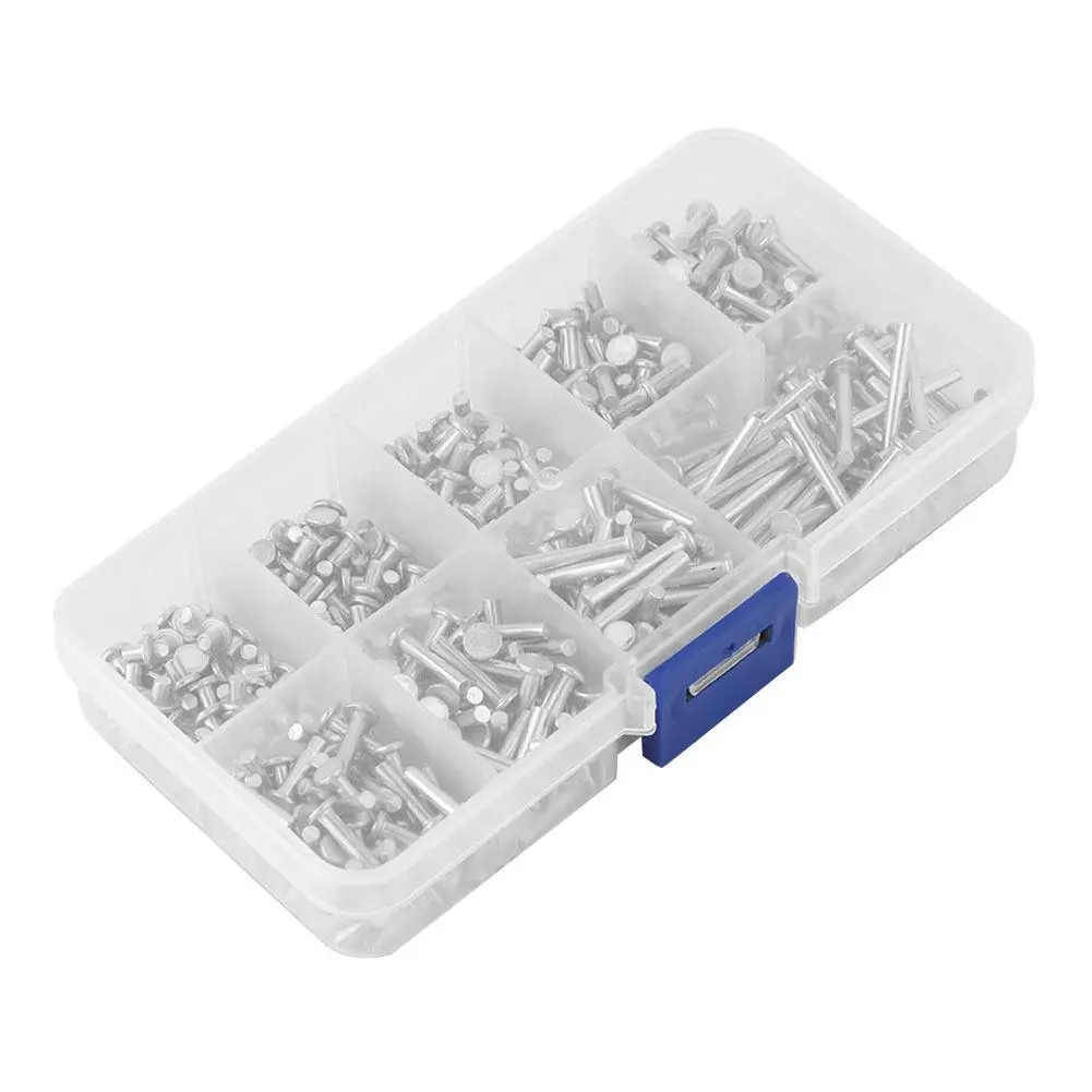 450pcs M2.5 Flat Head Aluminum Solid Rivets Countersunk Rivets 3mm to 20mm Length for DIY Projects and Repair