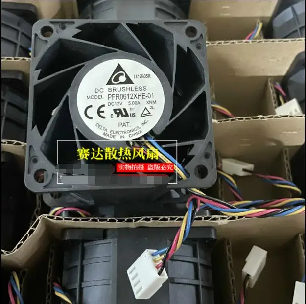 Delta Electronics PFR0612XHE-01 DC 12V 5A 60x60x38mm 4-Wire Server Cooling Fan