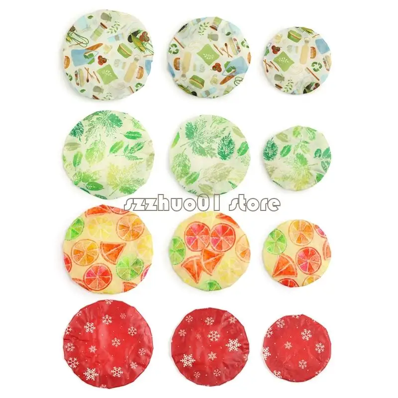 

M3GA Set of 3 Beeswaxes Bowl Toppers Covers Cotton Cloth Protectors for Dough Fermentation and Meal Preparation
