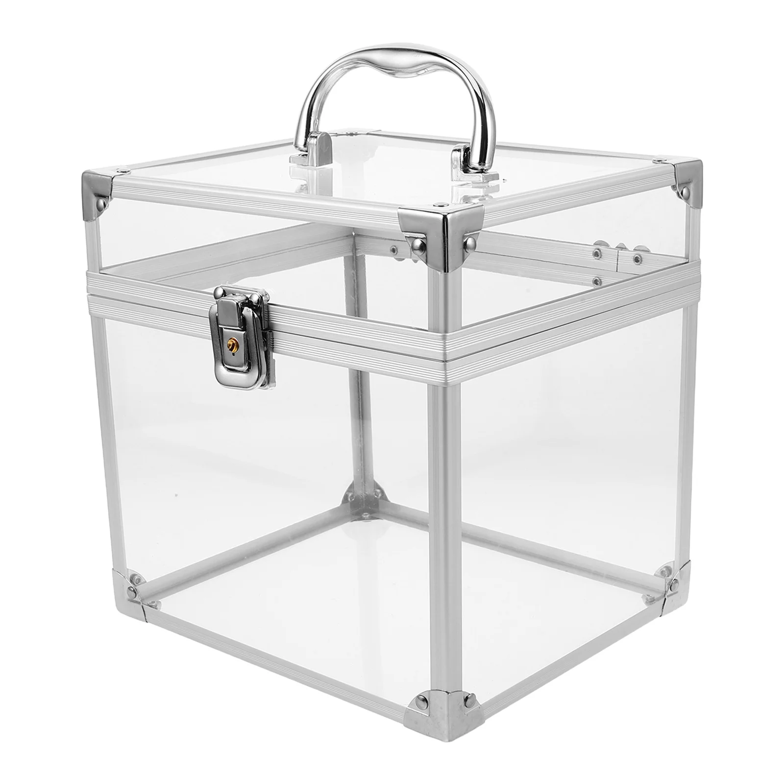 

Vinyl Record Storage Box Acrylic Storage Case Carry Handle Desktop Organizer for Albums Records Cds Dvds Clear Display