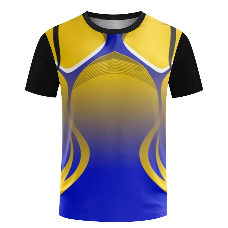 

Summer Men's Sports T Shirt Fashion Striped Print Outdoor Fitness Tees Daily Training Loose Round Neck Quick Drying Short Sleeve