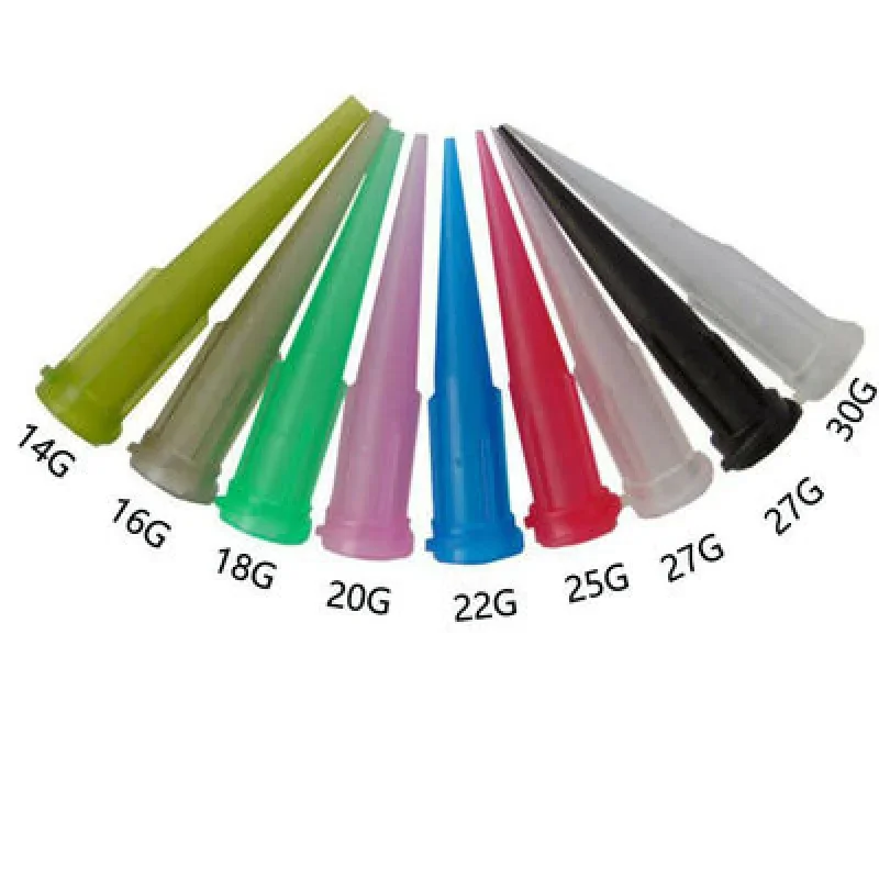 25/50/100 pièces 14-30G TT aiguilles de distributeur de liquide à tête d'épingle conique en plastique pointe aiguille de colle en plastique, pour le remplissage de liquide de colle
