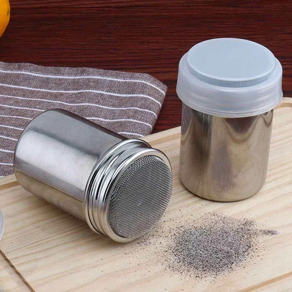 1Pc Stainless Steel Sprinkle Powder Icing Sugar Cocoa Sugar Chocolate Flour Duster Shaker Tool Seasoning Bottle