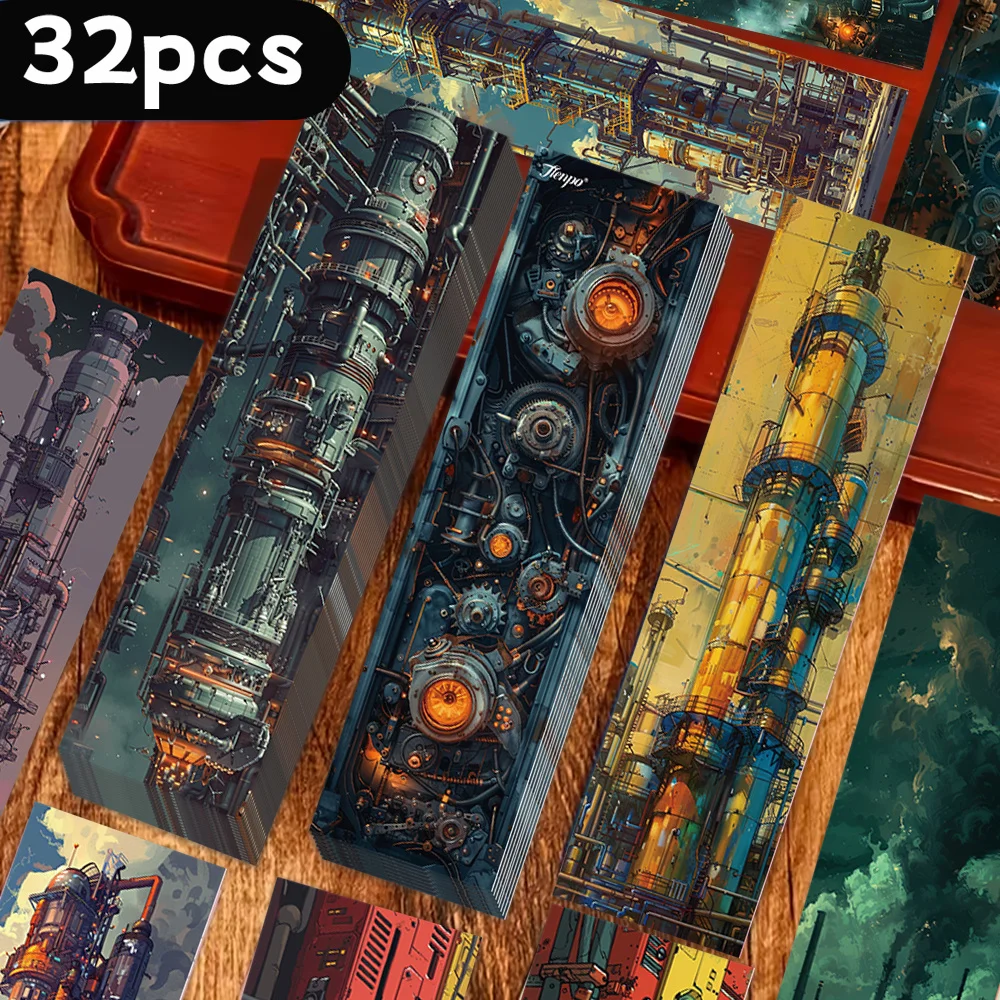 32pcs, Industrial Machinery Theme Bookmarks, Christmas, Teacher Gift, Back-To-School Holiday Gifts, Creative Artistic Designs