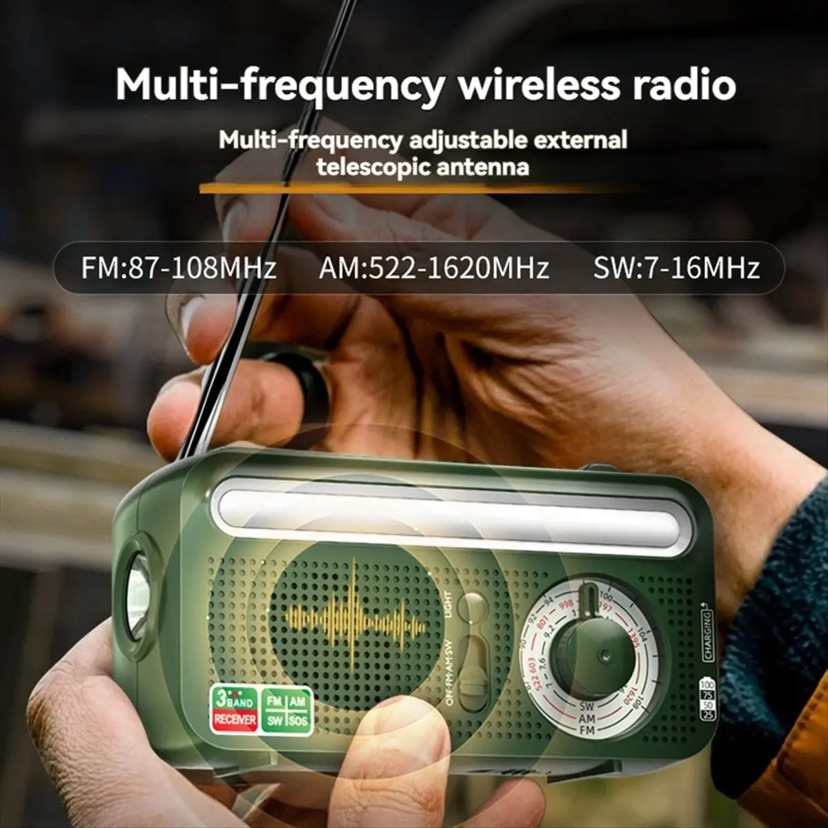 Special Offer-Solar Hand Crank Weather Radio Outdoor Flashlight Torch Solar Panel Power Bank AM/FM/NOAA Emergency Radio Survival