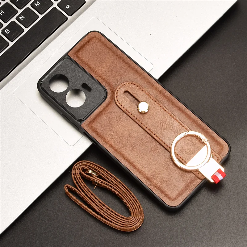 

For Motorola Moto G35 5G Wristband Ring Case TPU Back Cover Dust Box Suitable for Moto G35 5G Wrist strap Phone Case