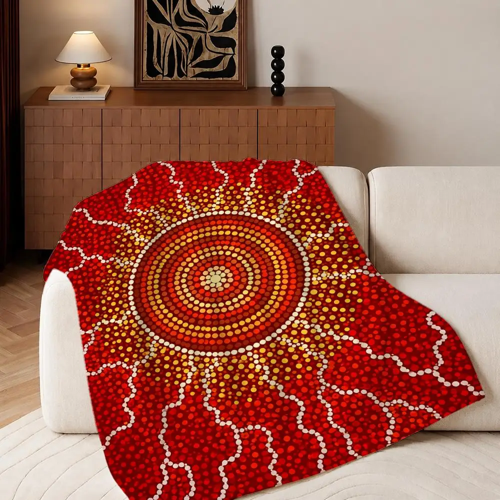 Art Australian Aboriginal Art Throw Plush Flannel Throw Blanket, Sofa Bed Travel Picnic Home Textile Decor