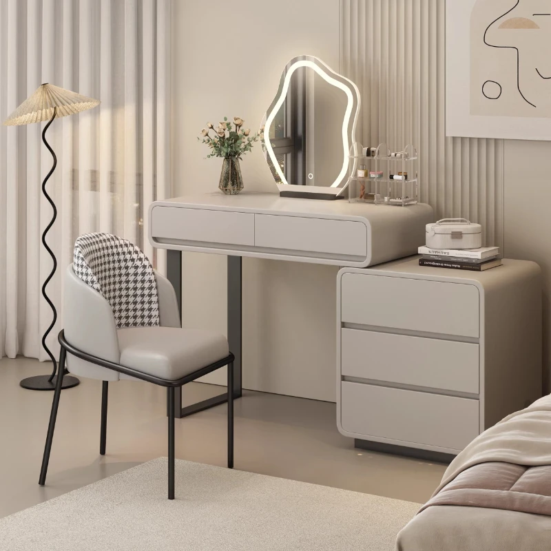 

Solid Wood Dressing Table Bedroom Modern and Simple Small Apartment Makeup Table Storage Cabinet Integrated Luxury Makeup Table