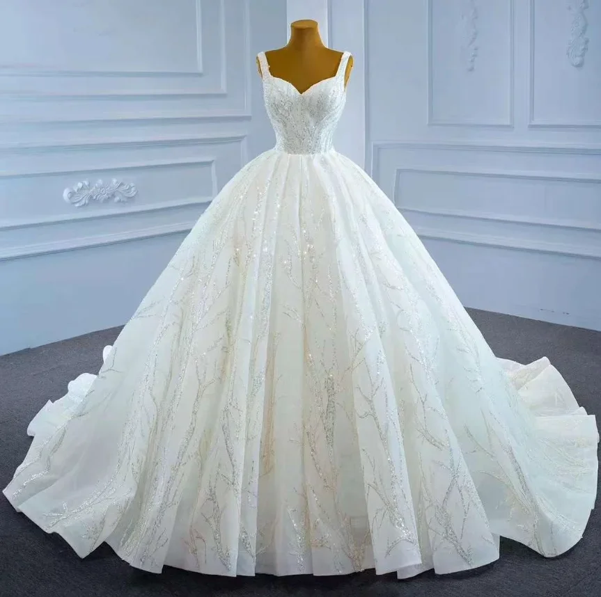 Ballkleid Vintage Brautkleider Schatz Ärmellos Vestido De Novia Spitze Pailletten Vintage Glänzende Robe De Mariee Angepasst