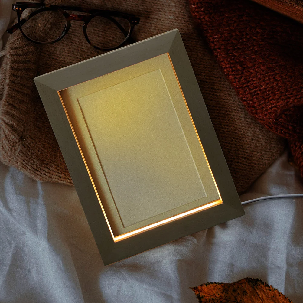 Glowing Photo Frame Luminous Holder for Gift USB Home Display LED Light 3D Vintage Picture Frames