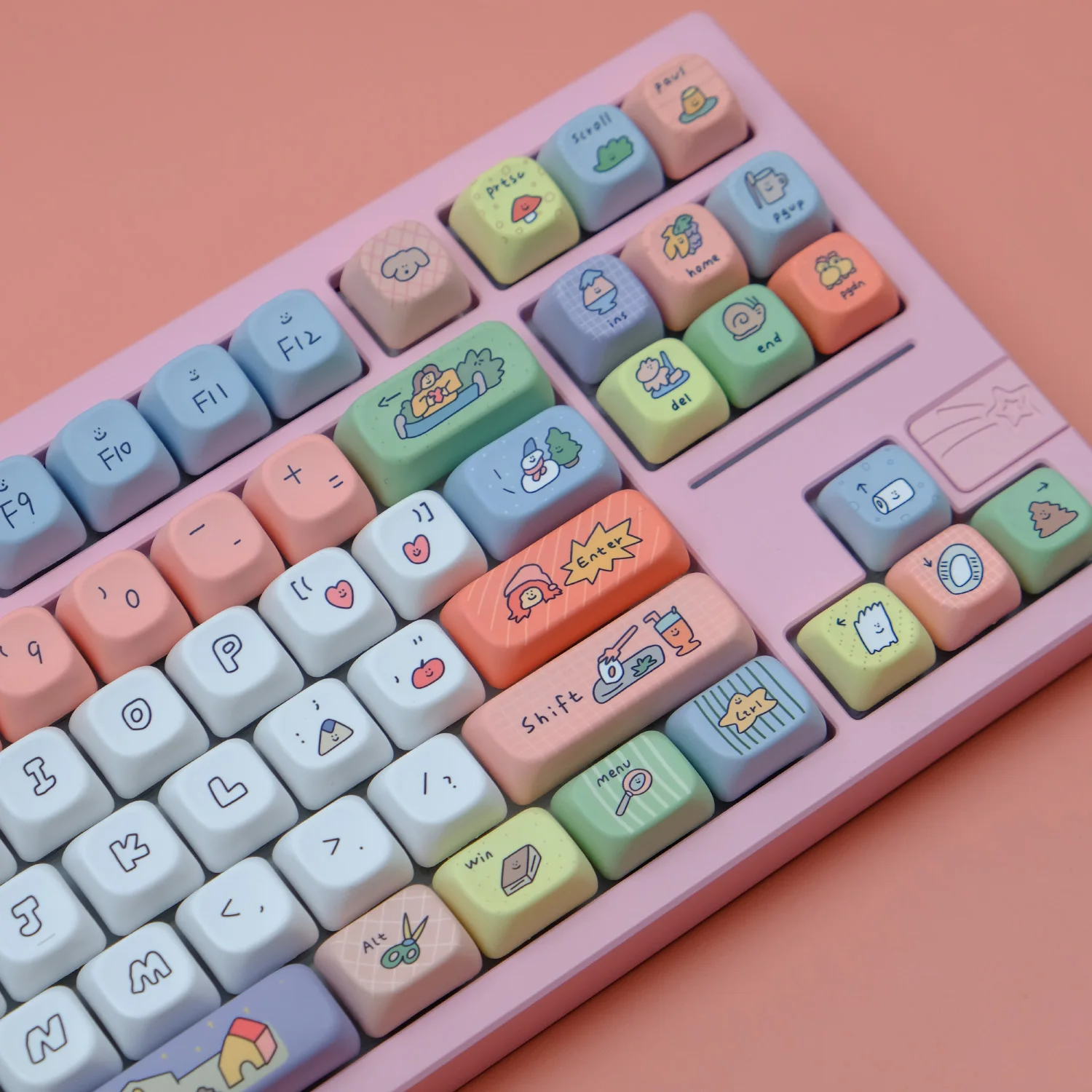 146 Keys/Set Cute Smiley Face Keycaps XDA Profile PBT Anime Game Keycaps for DIY MX Switches Minimalism Mechanical Keyboard Caps