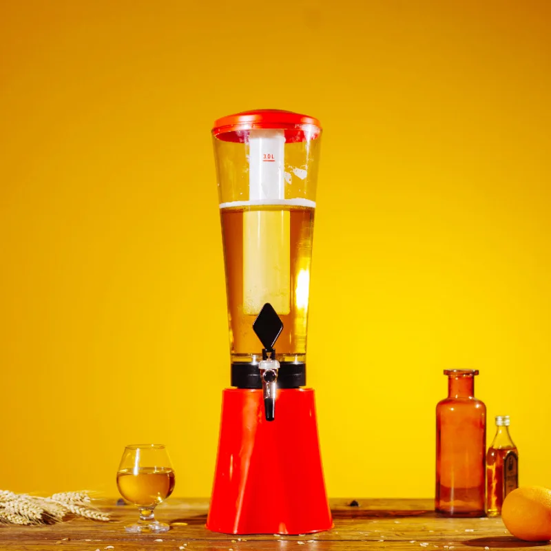 

Custom 3-Liter Portable Plastic Cold Beer Tower Taps Dispenser for Wine & Beverage in Restaurant & Bar Table