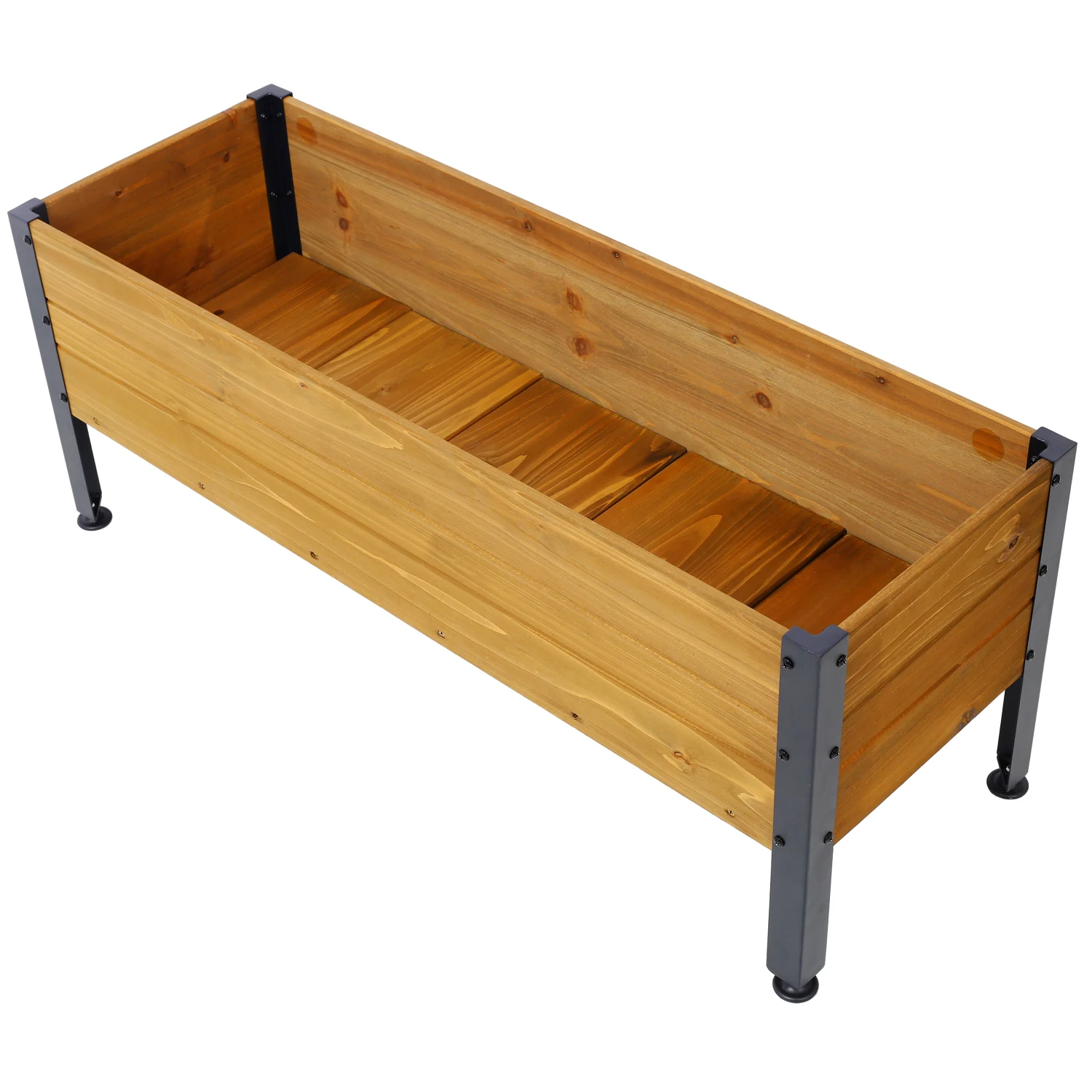 Wood Rectangular Garden Planter Box Raised Bed - Planters for Outdoor Plants - Elevated Herbs Vegetables Flowers - Great Patio D