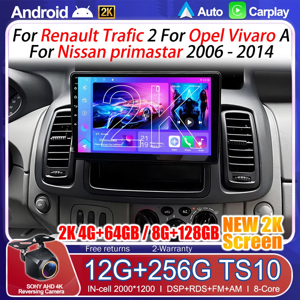 Android 16 For Renault Trafic 2 For Opel Vivaro A For Nissan Primastar 2006 - 2014 Car Radio Multimedia Video Player Navigation