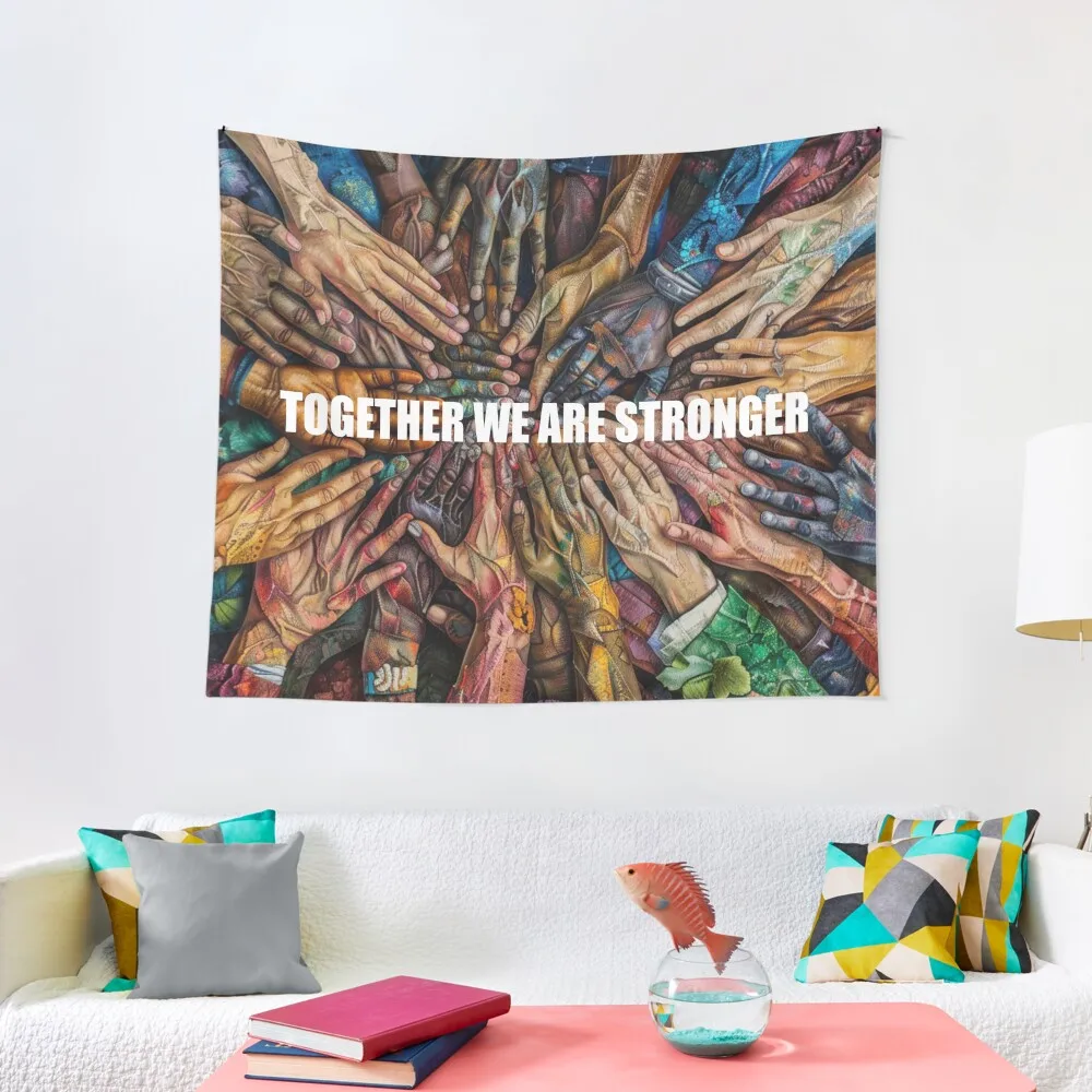

Together we are stronger - Day of Respect for Cultural Diversity - Colorful textured hands Tapestry Cute Room Decor Tapestry
