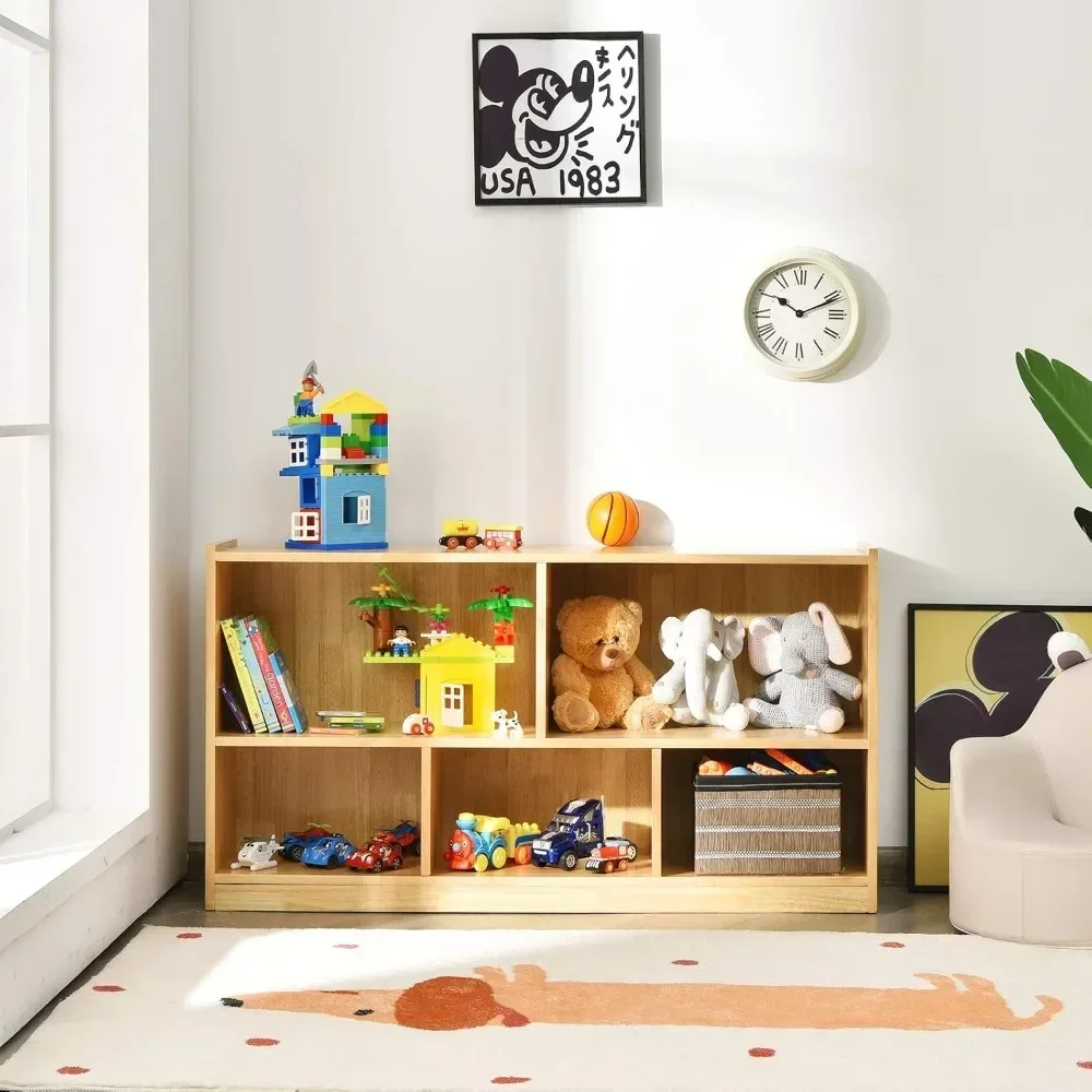 Organisateurs et stockage de jouets pour enfants, étagère en bois à 3 niveaux avec 8 cubes à compartiments pour organiser le nettoyage, les jouets, les meubles de maison