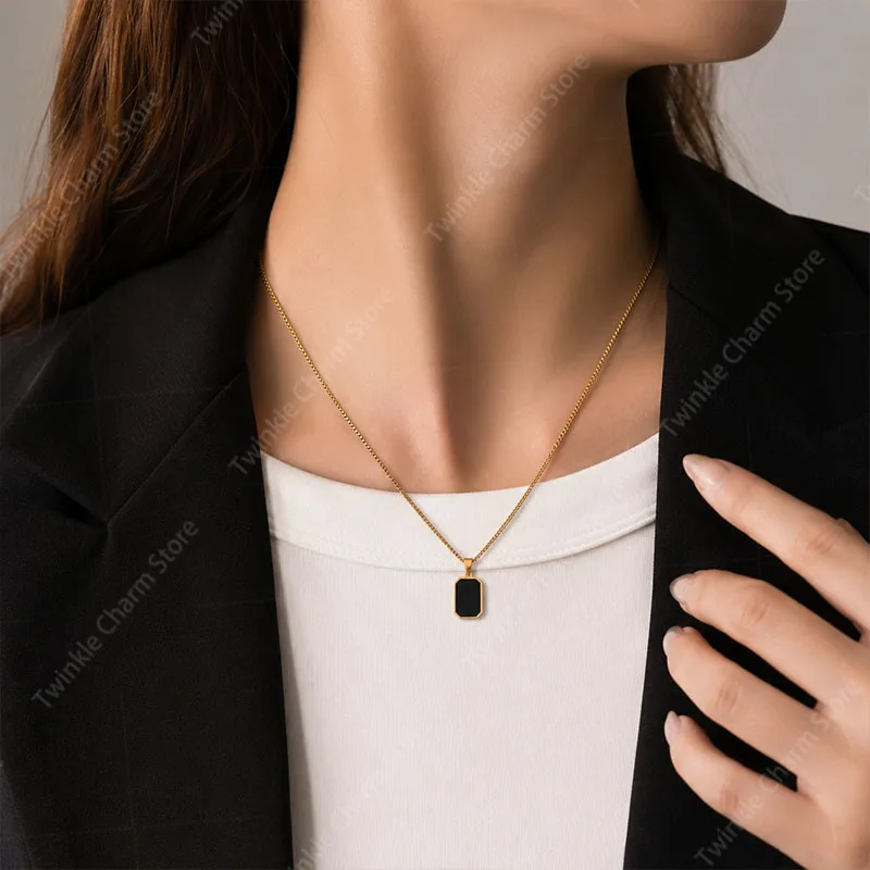 Necklaces Exquisite Minimalist Square Pendant Choker Chains Fashion Necklace For Women Jewelry Party Gifts Подвеска На Шею
