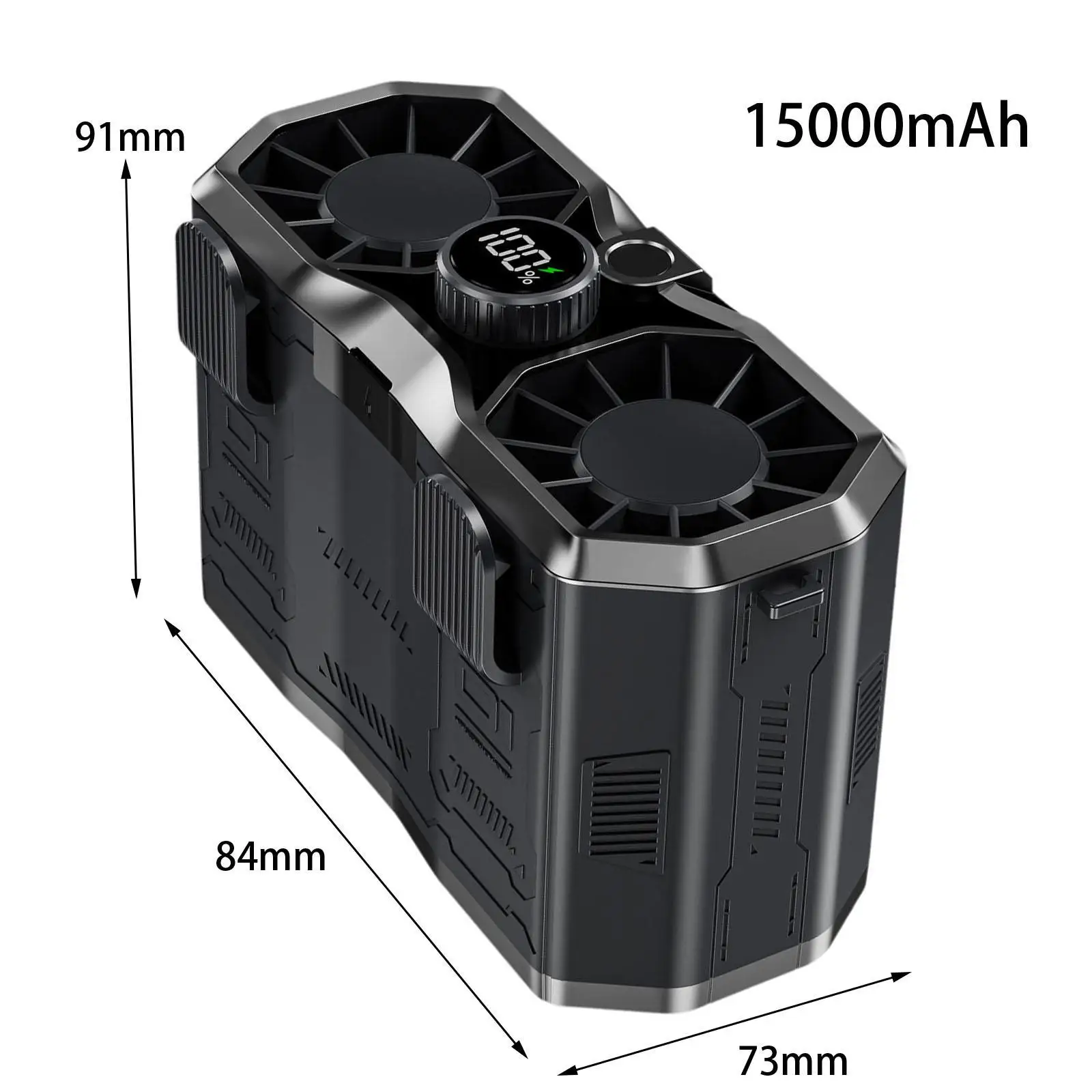 Портативный поясной вентилятор 15000 мАч, мини-вентилятор, многофункциональный вентилятор с быстрым охлаждением, 100 скоростей, перезаряжаемый вентилятор для пеших прогулок на открытом воздухе
