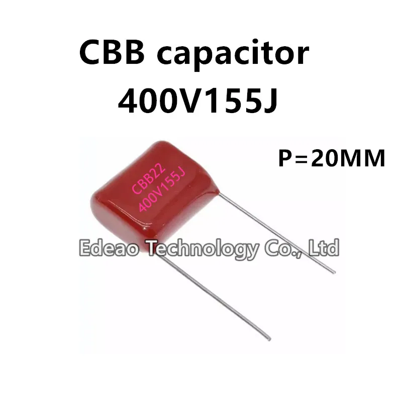 10pcs/lot CBB Capacitor CBB21 CBB22 400V 155J 1.5UF 400V155J 155J400V 155 5% Pitch 20MM P=20 P=20MM