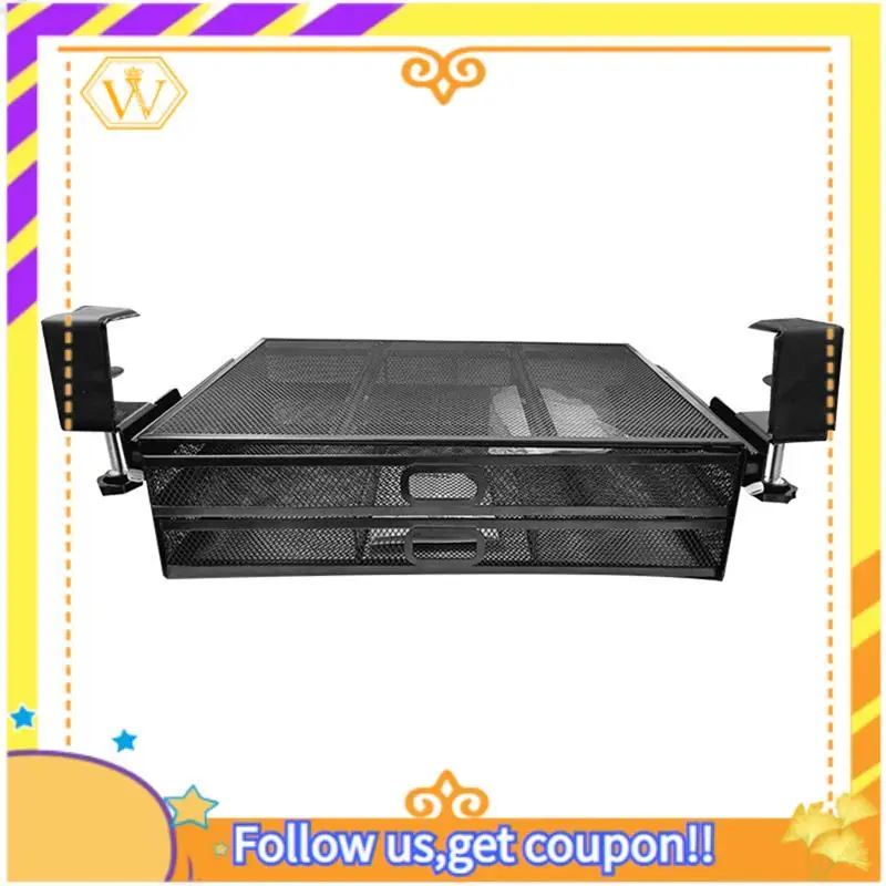 

Органайзер для ящика под столом без сверления, 2-выдвижной ящик под столом, зажим для ящика для хранения под столом, прочный под для дома и офиса