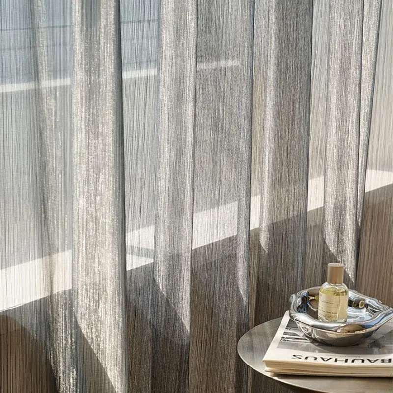 2023 New Curtains for Living Dining Room Bedroom Gauze French Light Luxury Ins Light Impermeable Human Balcony White Gauze