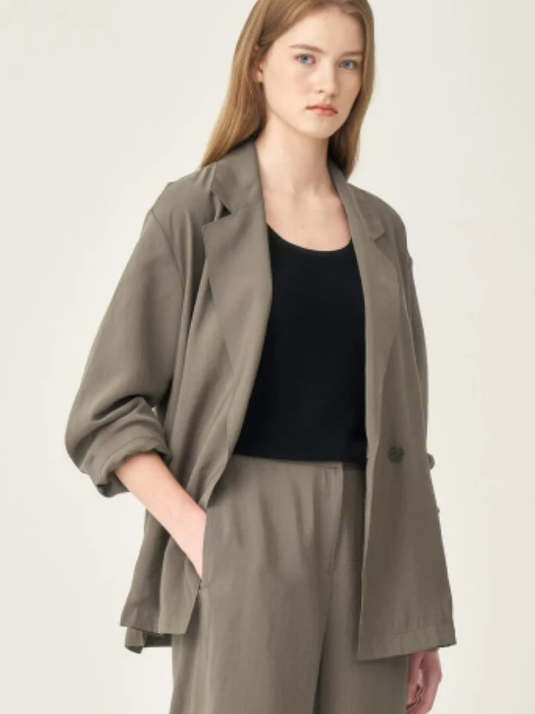 

2025 Summer New Korean Sle Casual Faionable Simple Matching Leisure Suit Jaet plus Wide Leg Pants Set Women's Wear