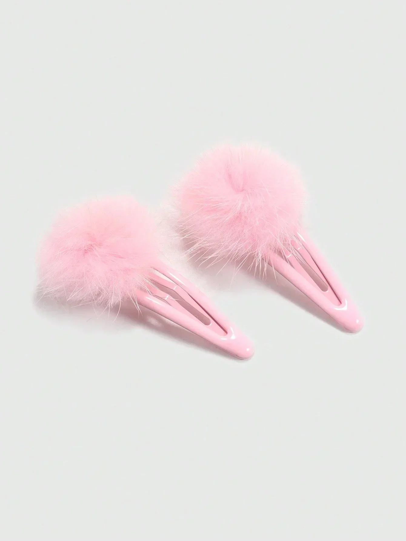 

Pink Pom Pom Hair Clips Snap Claw Barrettes For Women