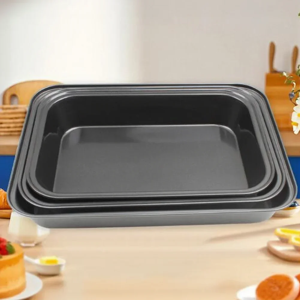 1pc Baking Tray Baking Pans Rectangle Bakeware Stackable Depth Bakeware Nonstick Baking Sheets Carbon-Steel Deep Baking Pan Tool