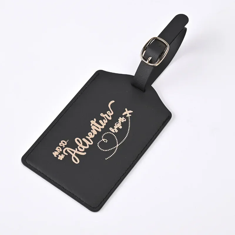 Pu Leather Travel Luggage Tag Hanging Tag Suitcase Tag Plane With Name ID Cards Anti-lost Solid Color Travel Accessories