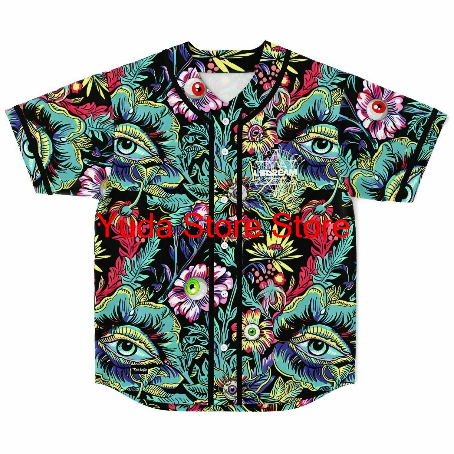 Lsdream Merch Baseball Jersey Men/Women Casual Streetwear Thin button Baseball uniform For EDM Fans color1