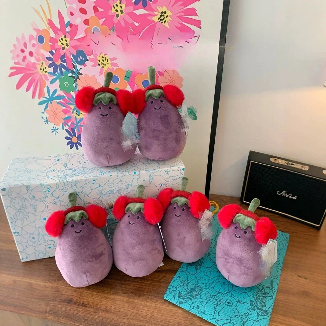 Jellycat New Fun Red Ear Cover Eggplant Vegetable Plush Doll Soothing Toy Holiday Birthday Gift Filled Doll Cute Soothing Toy