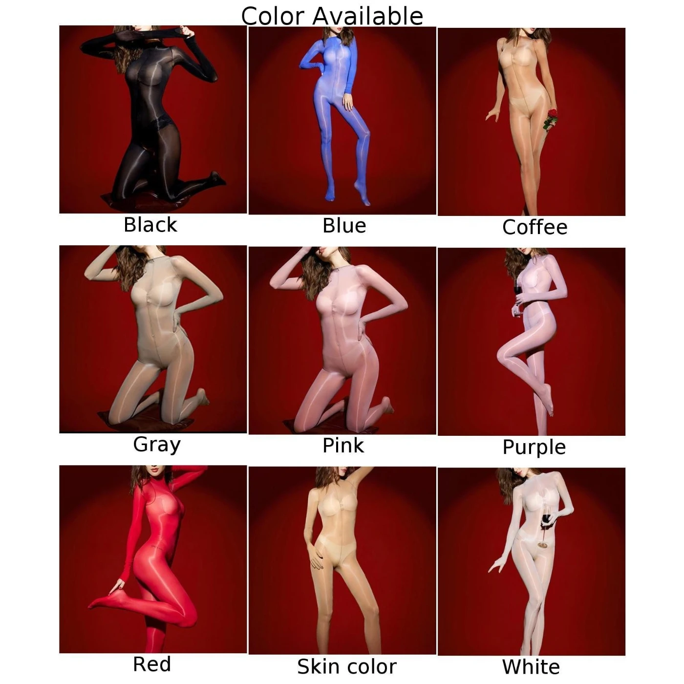 Womens Tights Bodystocking Oil Shiny Glossy Sheer Full Body Stocking Thin See Through Bodysuit Elastic Pantyhose Erotic Lingerie