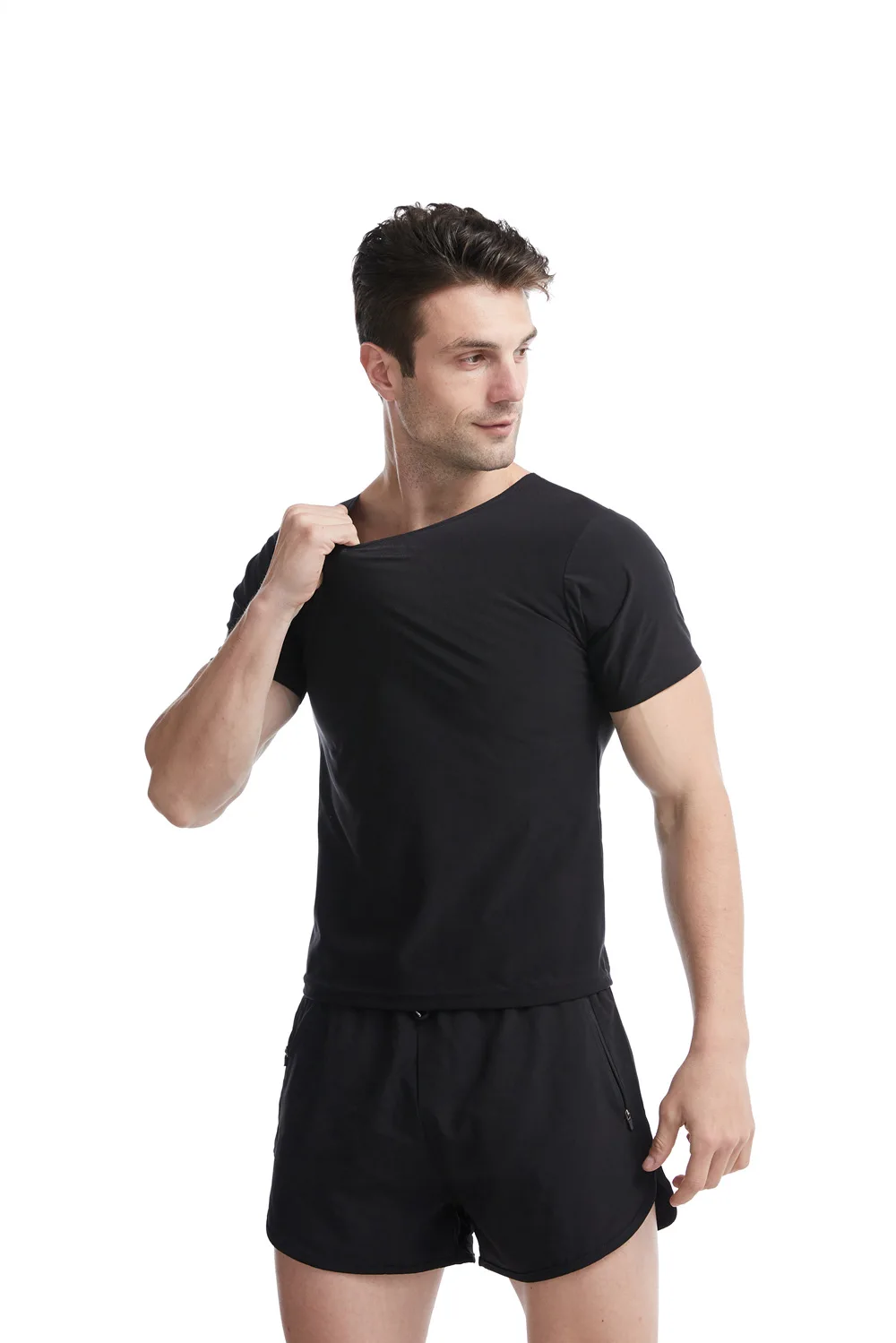 1pcs Men\'s Shapewear Men\'s Ftness Sweat Suit Shaping Large Size Vest Sports Abdominal Control Short-sleeved Corset Sauna Suit