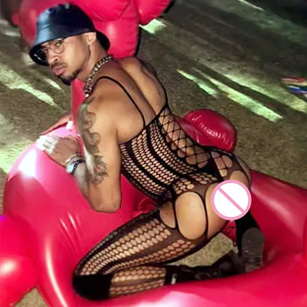 Sissy Sex Shop Crotchless Men Bodystocking One-piece Male Lingerie Adult Toy Perspective Babydoll Bodysuit Gay Erotic Underwear