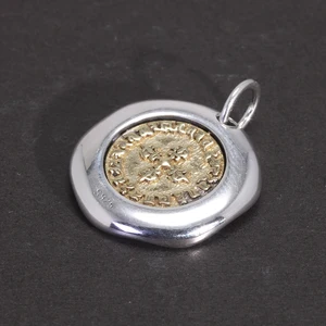 Kalung Liontin Alu Vajra Perak Murni Asli 925 Murni untuk Pria dan Wanita Perhiasan Jimat Vermeil Emas Bentuk Bulat untuk Pria dan Wanita 12 kalung vajra penjualan terbaik - №