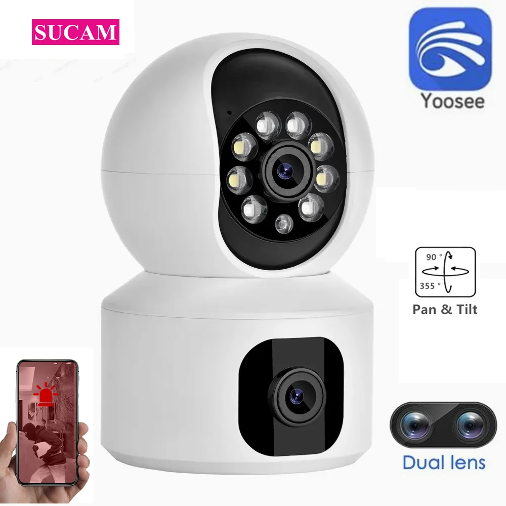 

4MP YOOSEE IP Camera Dual Lens PTZ Wifi Camera Dual Screen Auto Tracking Two Way Audio Color Night Vision Security Camera