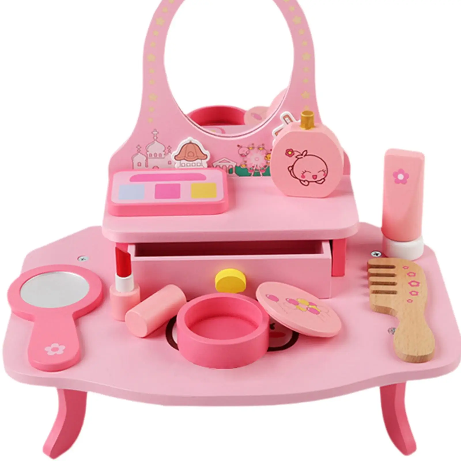 Wooden Makeup Set Beauty Toy Pretend Makeup Kits for Children Kids Girls