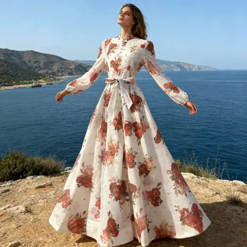 Novo 45 cores ultra slim fit longo cetim de seda Dr com cinto e alça cintura alta Street Sle Thiened Long Sve Casual D...