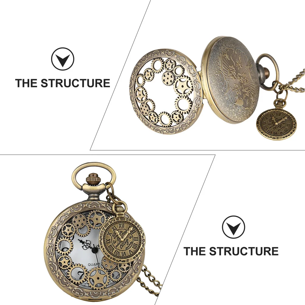 

Roman Numeral Vintage Pocket Watch Retro Hanging Necklace Watch Classic Pendant Chain Timekeeper Decorative Clothing Accessory