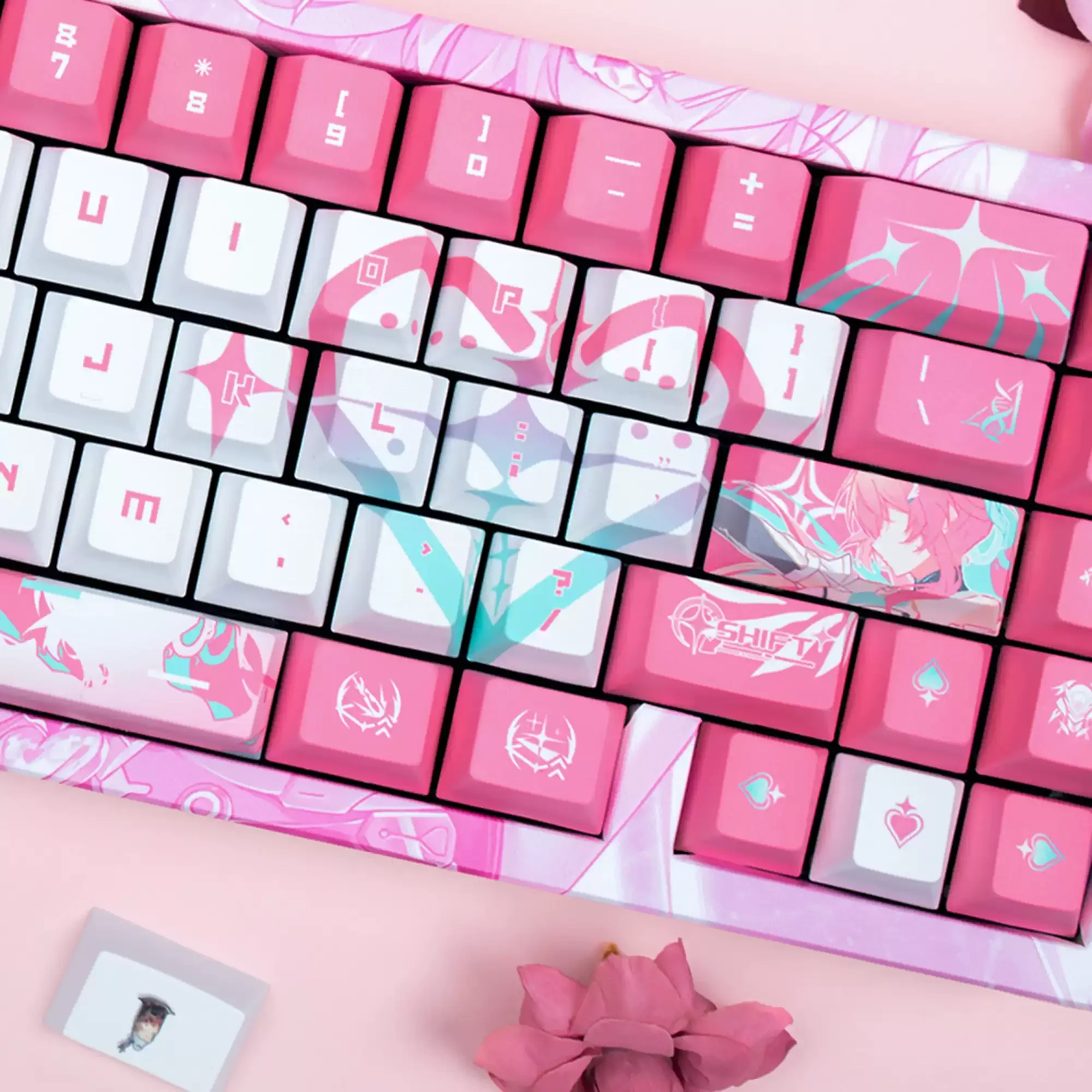 Aemeath Anime Keycaps Set Custom PBT Sublimation Keyboard Caps Cherry Profile Key Caps for Mechanical Keyboard Accessories Gift