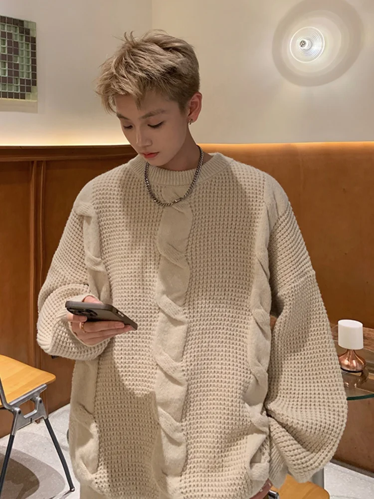 

Мужской трикотажный свитер с круглым вырезом, осенне-зимний, в американском ретро-стиле, для создания комфортного и непринужденного образа, для подростков, повседневный, удобный.